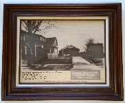 Photo
etched to wood inside frame