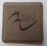 Square stitched leather coaster